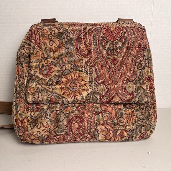 Fossil Crossbody Purse Paisley Tapestry Twill Shoulder Bag Boho Hippie Y2K - Picture 12 of 16
